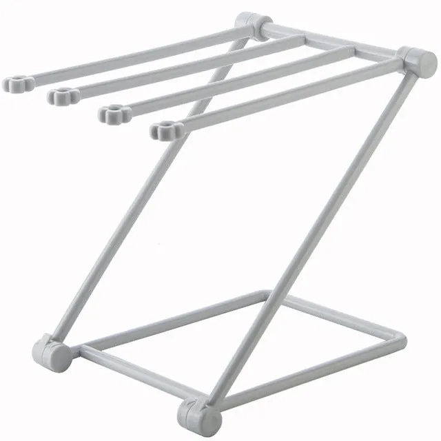 Foldable plastic kitchen dishcloth rack organiser in light blue colour