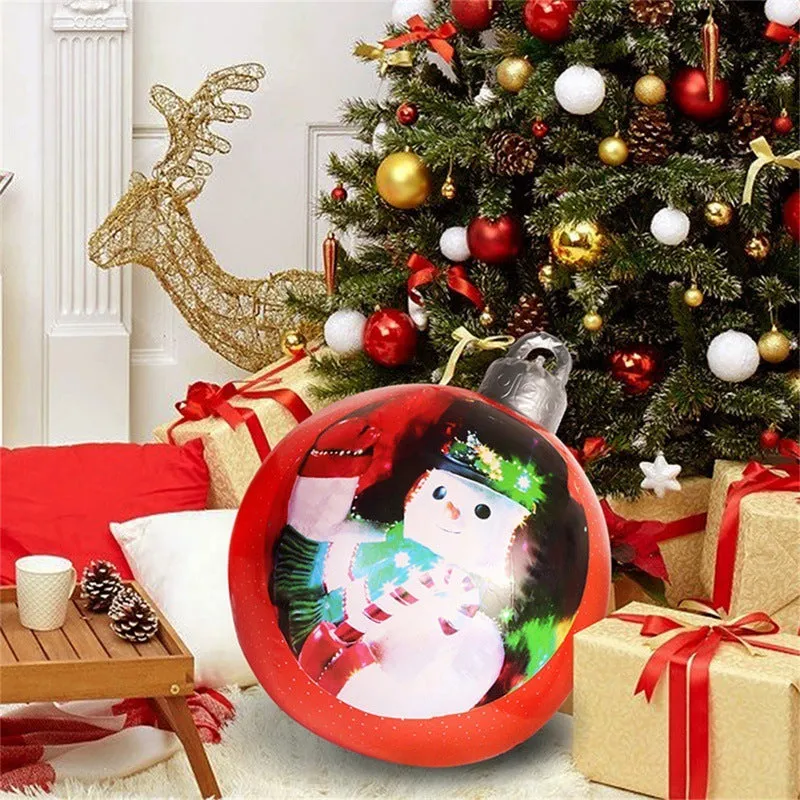 60cm PVC inflatable Christmas ball decoration in outdoor setting