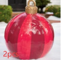 60cm PVC inflatable Christmas ball decoration in outdoor setting