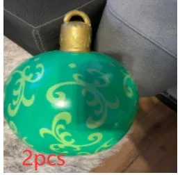 60cm PVC inflatable Christmas ball decoration in outdoor setting