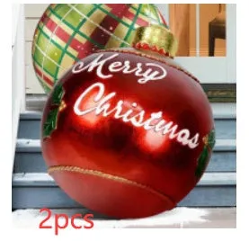 60cm PVC inflatable Christmas ball decoration in outdoor setting