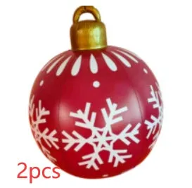 60cm PVC inflatable Christmas ball decoration in outdoor setting