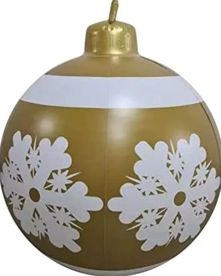 60cm PVC inflatable Christmas ball decoration in outdoor setting