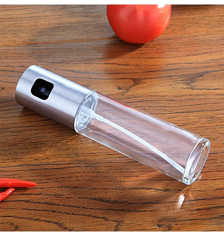 ABS and glass oil spray bottle with pump mechanism in gold, rose gold or silver colour