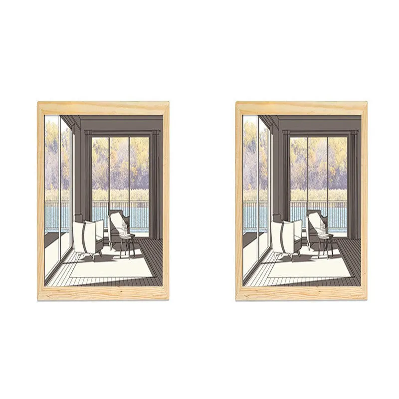 LED illuminated decorative picture on acrylic panel with scenic design and adjustable colour lighting