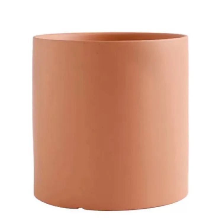 Cylindrical ceramic succulent planter with drainage hole in Nordic style, shown in a selected colour.