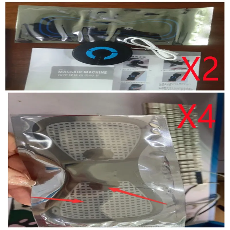 Black HQ-185 mini electric shoulder and neck massager with massage patch, shown next to a ruler for scale.