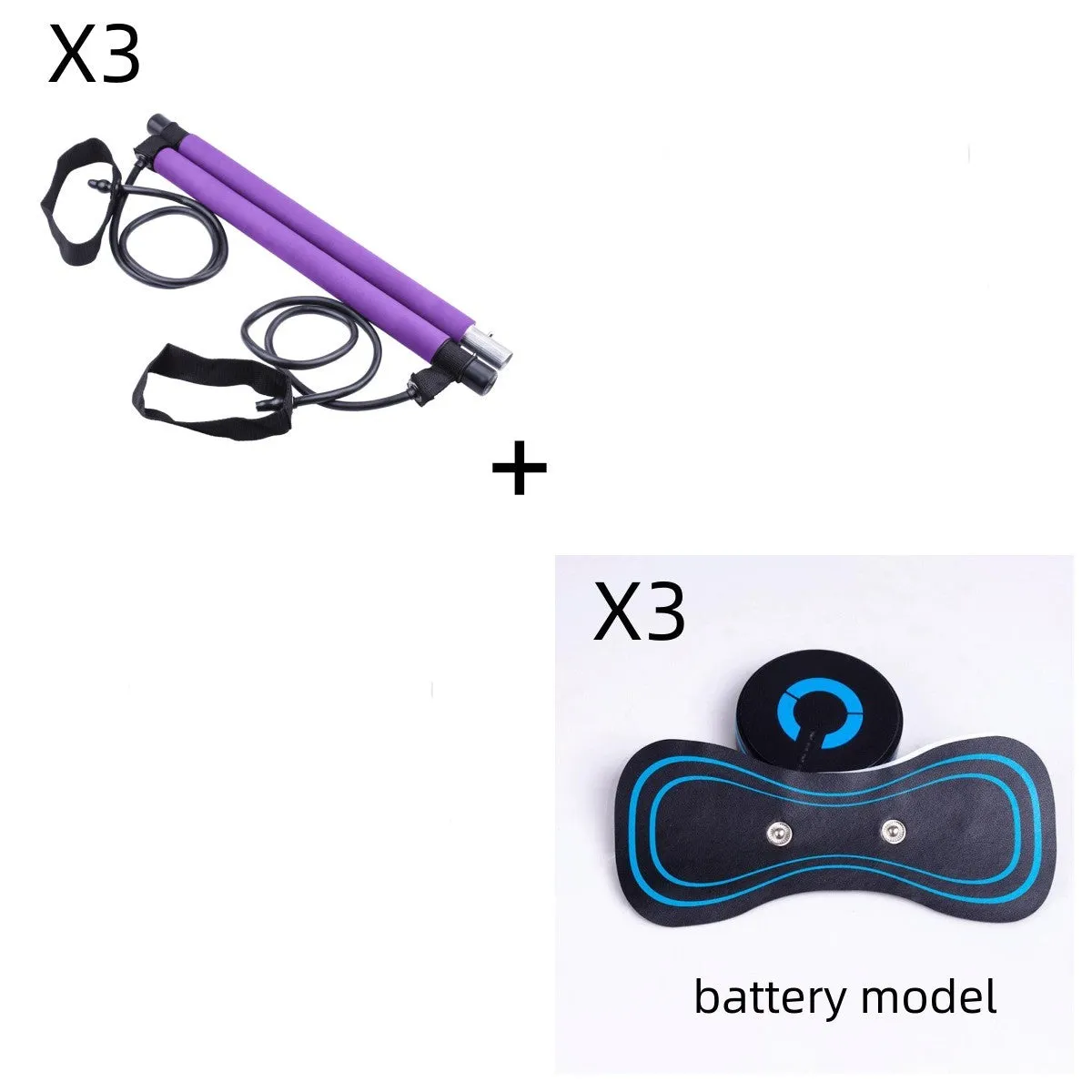 Black HQ-185 mini electric shoulder and neck massager with massage patch, shown next to a ruler for scale.