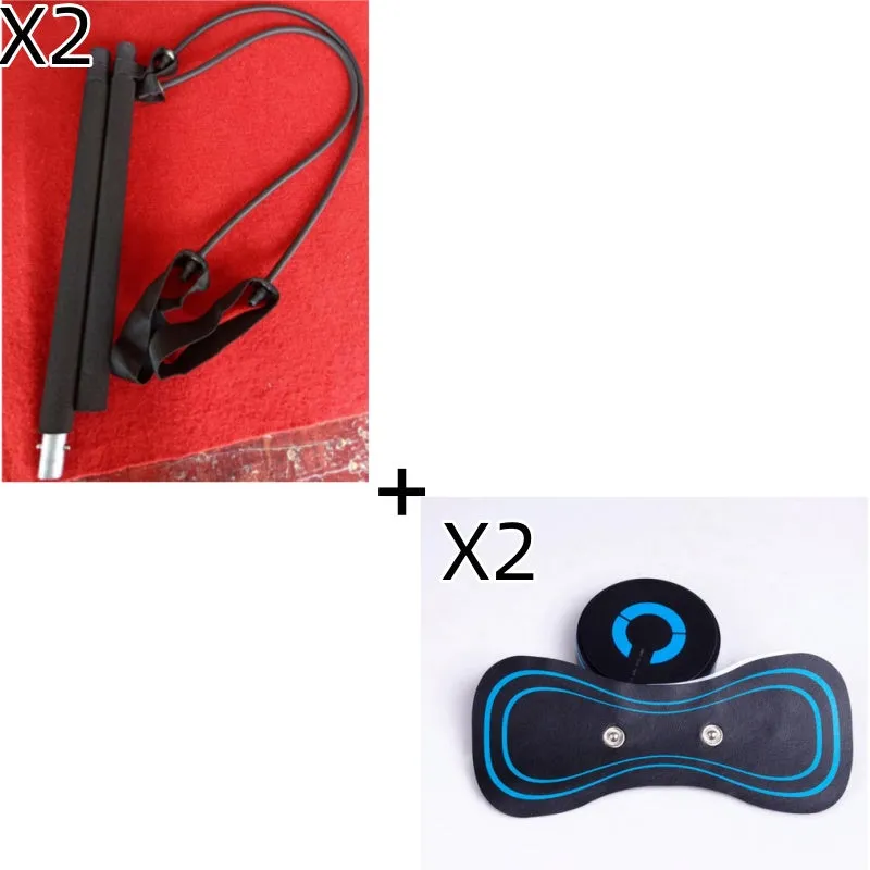 Black HQ-185 mini electric shoulder and neck massager with massage patch, shown next to a ruler for scale.