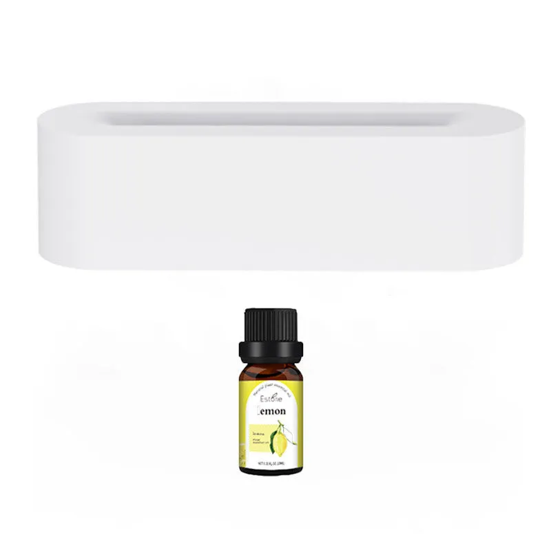 White square DQ709 ultrasonic aroma diffuser with LED flame light effect and cool mist vapour.