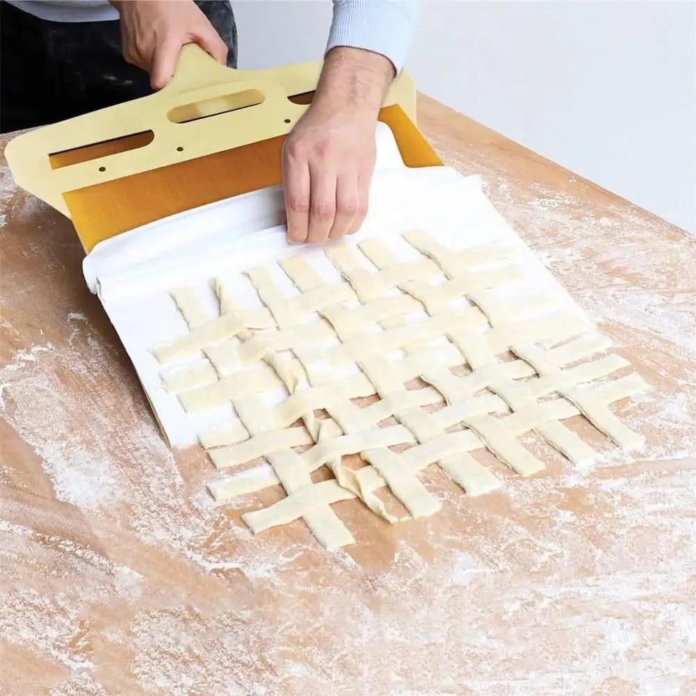 Wooden pizza transfer shovel with cutting board surface and hanging hole