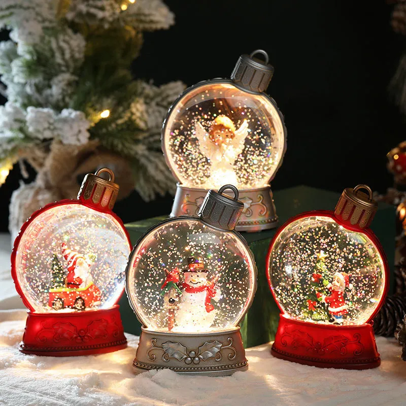 LED Christmas decoration with flame effect in snowman, angel, child tree or old man design