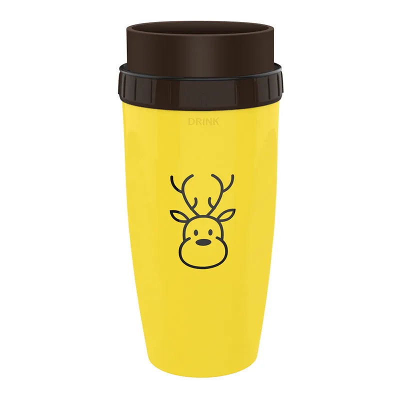 Double wall insulated travel mug with twist seal silicone membrane in cartoon design