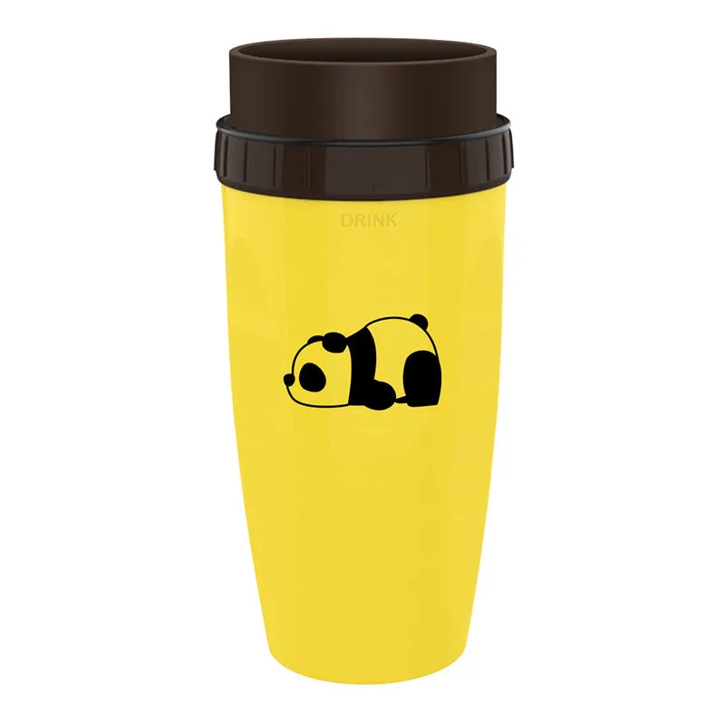 Double wall insulated travel mug with twist seal silicone membrane in cartoon design