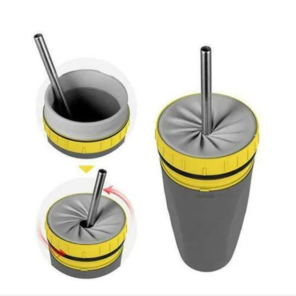 Double wall insulated travel mug with twist seal silicone membrane in cartoon design
