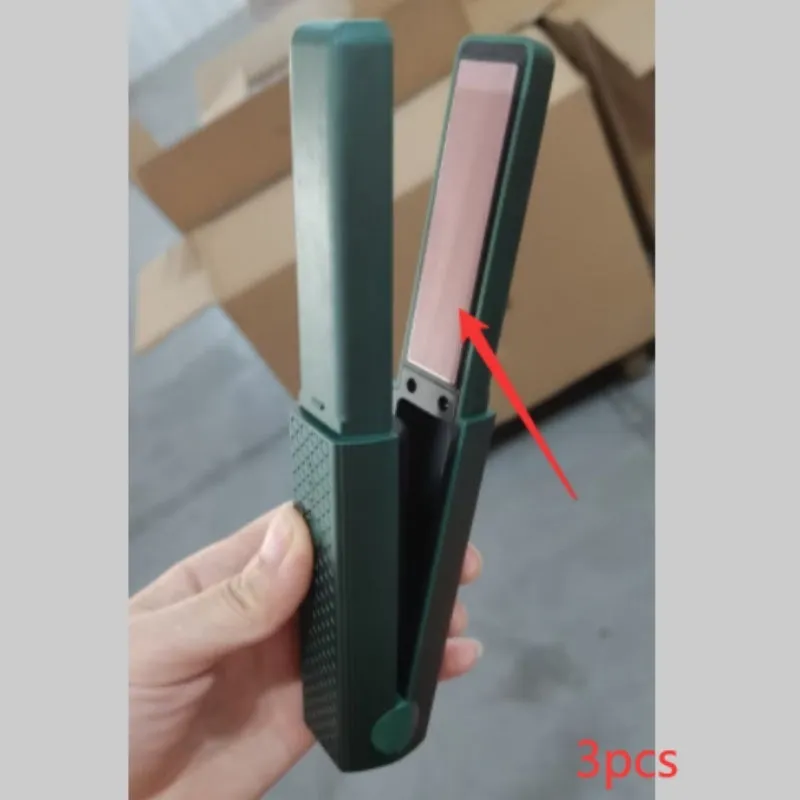 Pink and green cordless USB ceramic hair straightener and curler with compact design
