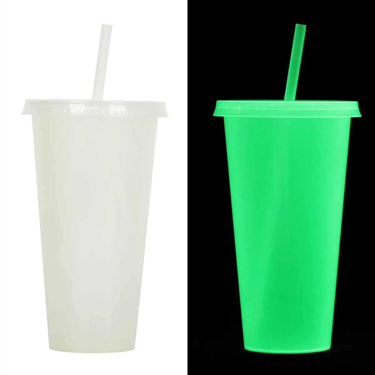 720ml plastic Halloween luminous straw cup with colourful design
