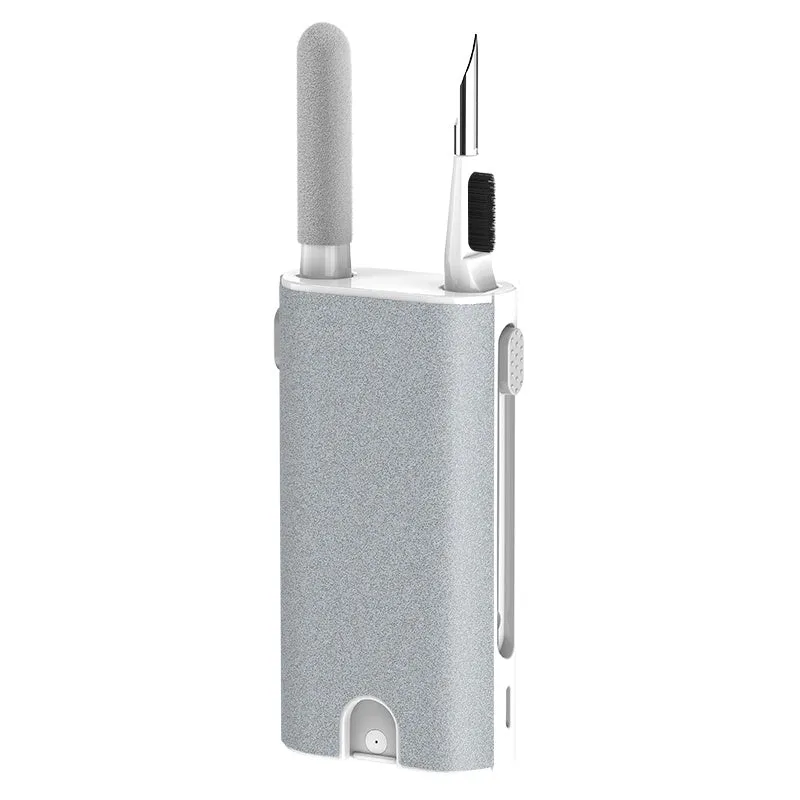 5-in-1 digital device cleaning kit with brush, metal tip, and black flocking sponge head