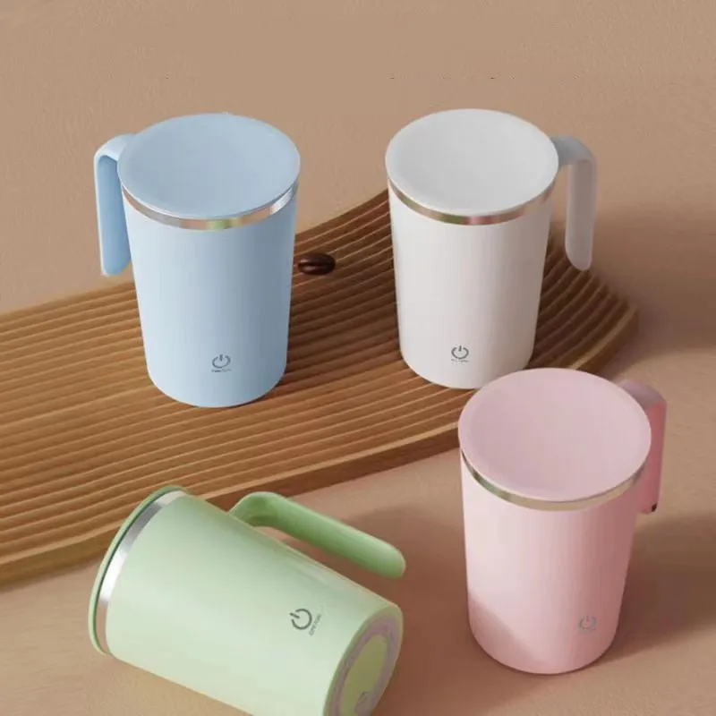 White electric mixing cup with automatic stirring function and USB charging port