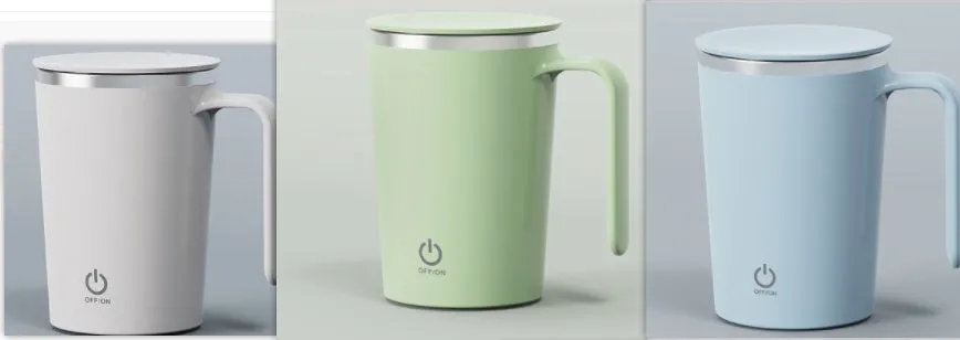 White electric mixing cup with automatic stirring function and USB charging port