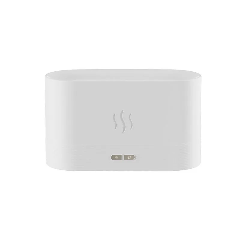 Square black ultrasonic aroma diffuser with LED flame effect and mist output
