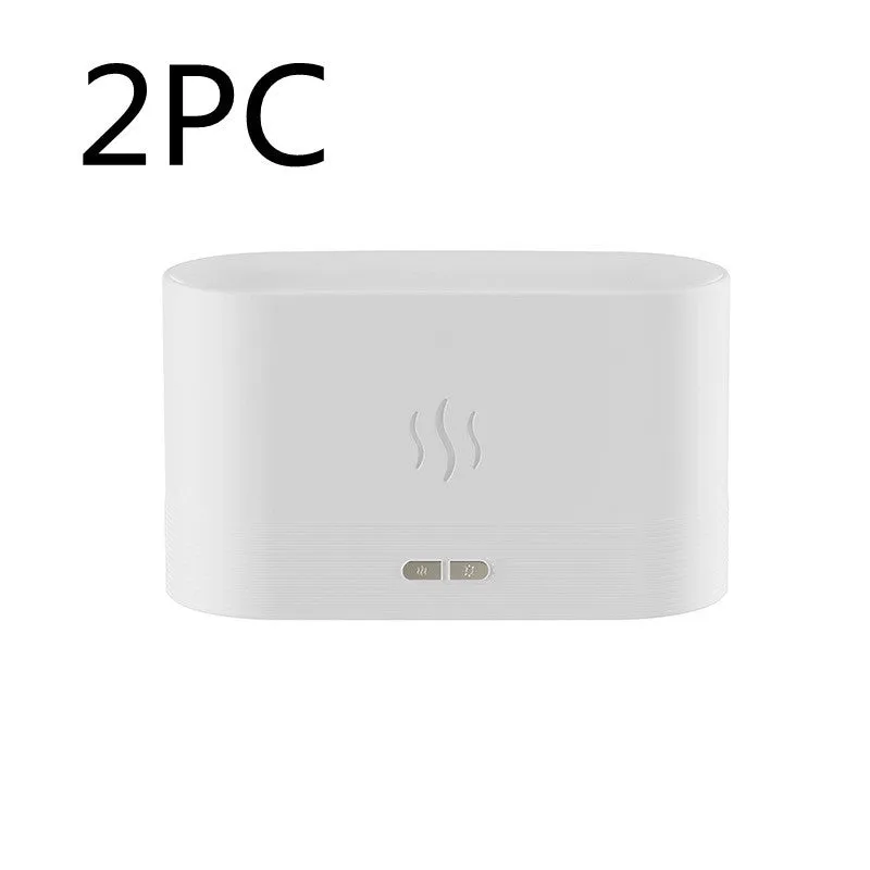 Square black ultrasonic aroma diffuser with LED flame effect and mist output