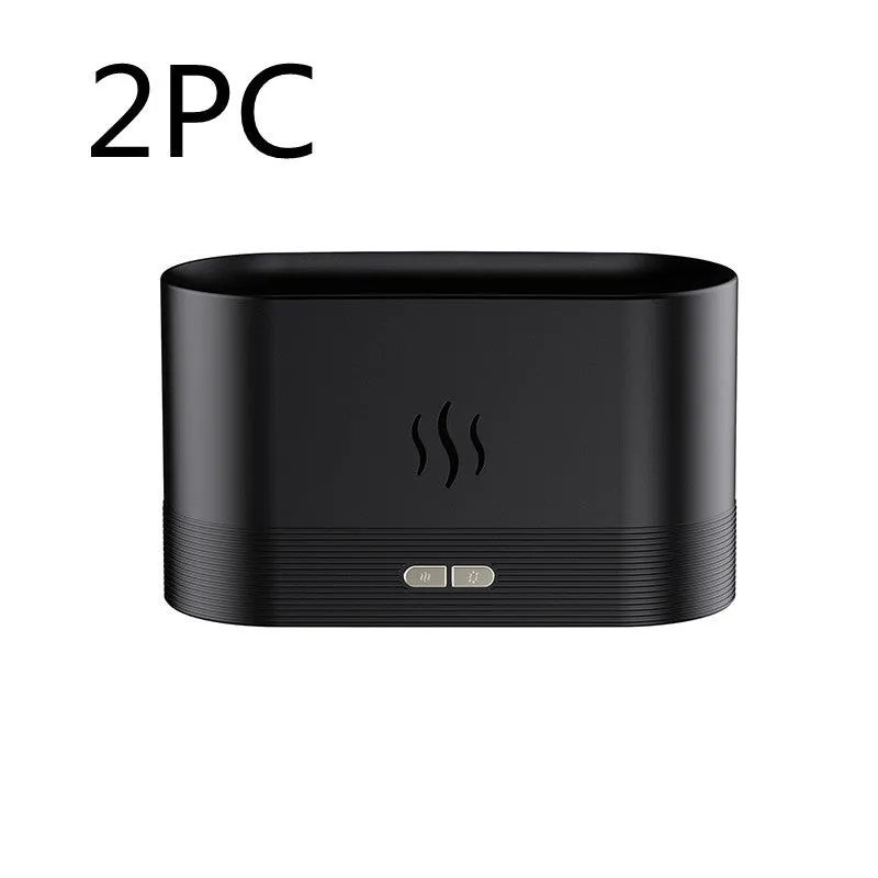 Square black ultrasonic aroma diffuser with LED flame effect and mist output