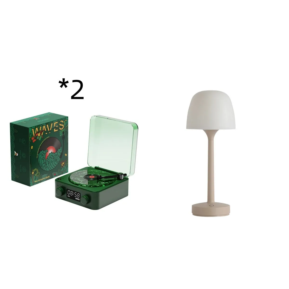 Retro turntable Bluetooth speaker with rotating vinyl and RGB projection lighting effects