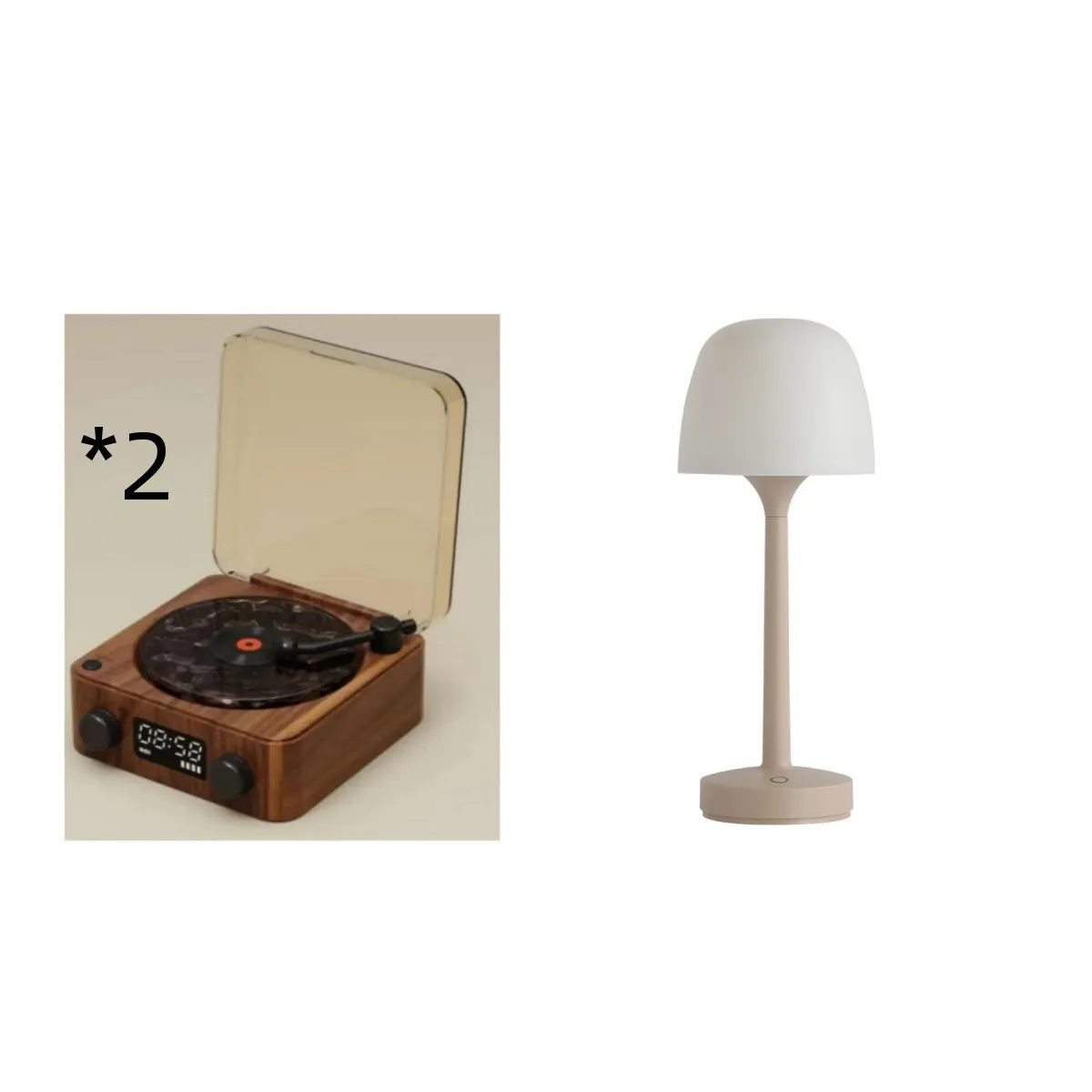 Retro turntable Bluetooth speaker with rotating vinyl and RGB projection lighting effects