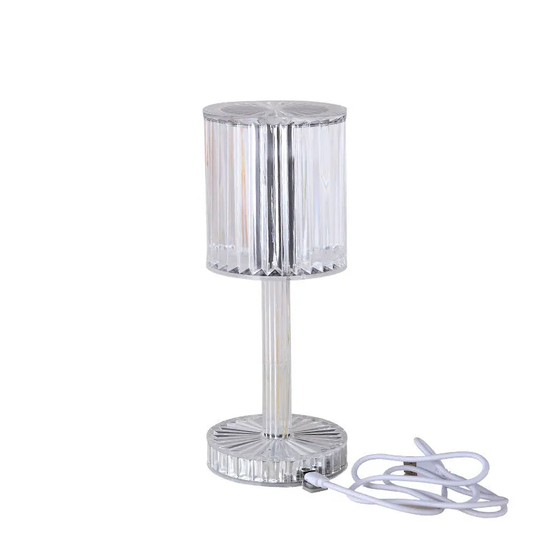 Crystal table lamp with transparent K9 crystal shade and touch dimmable base