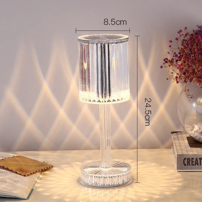 Crystal table lamp with transparent K9 crystal shade and touch dimmable base