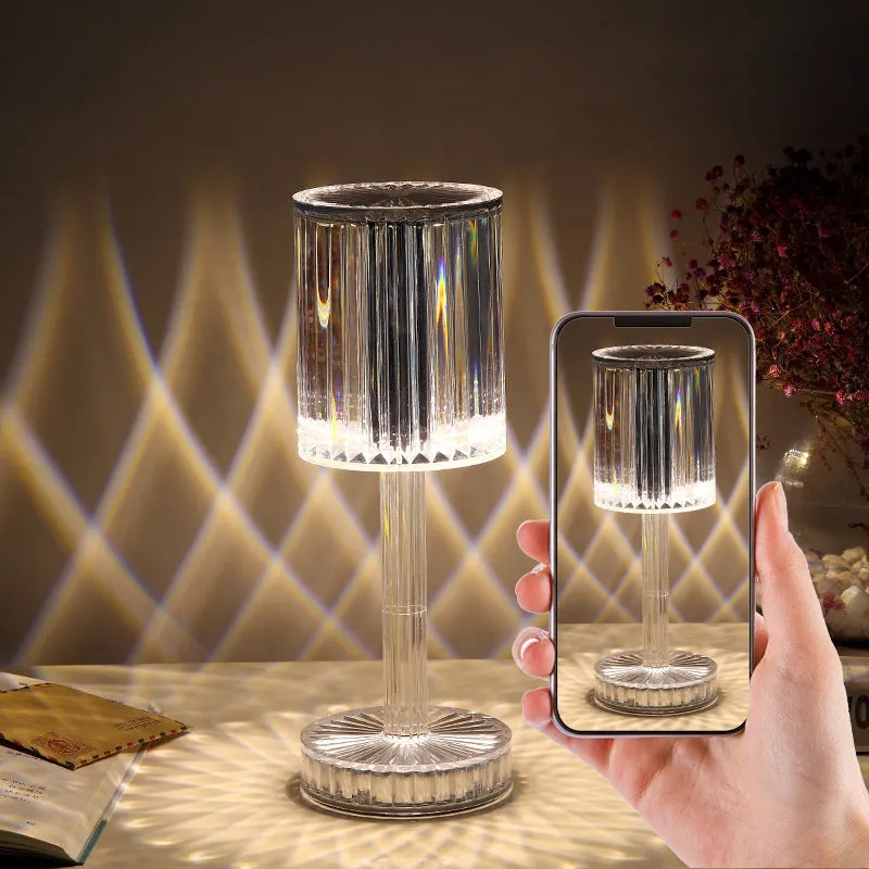 Crystal table lamp with transparent K9 crystal shade and touch dimmable base