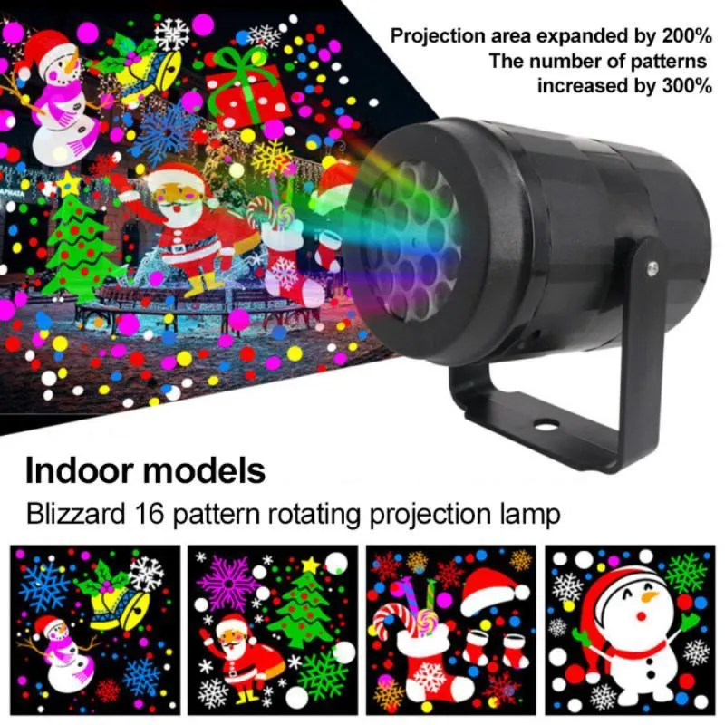 Christmas snowflake projector light displaying rotating Santa Claus and snowflake patterns for outdoor holiday decor
