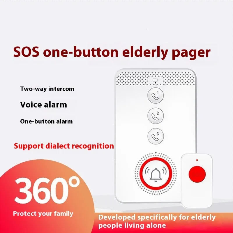White emergency alert device set with one buzzer unit and three call buttons.