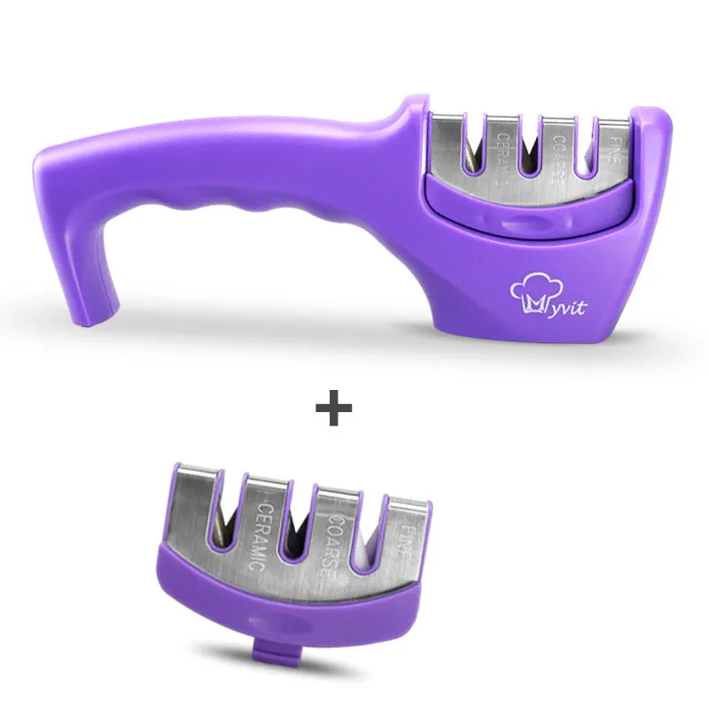 Diamond tungsten steel knife sharpening tool with dismantleable black ABS plastic body.