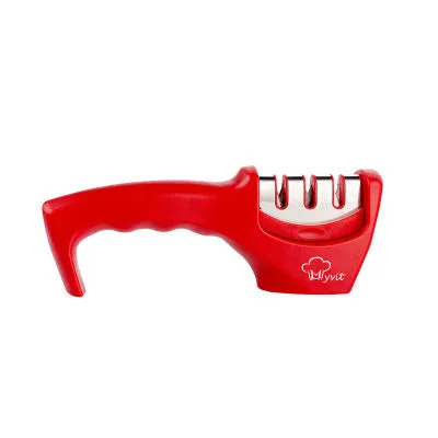 Diamond tungsten steel knife sharpening tool with dismantleable black ABS plastic body.