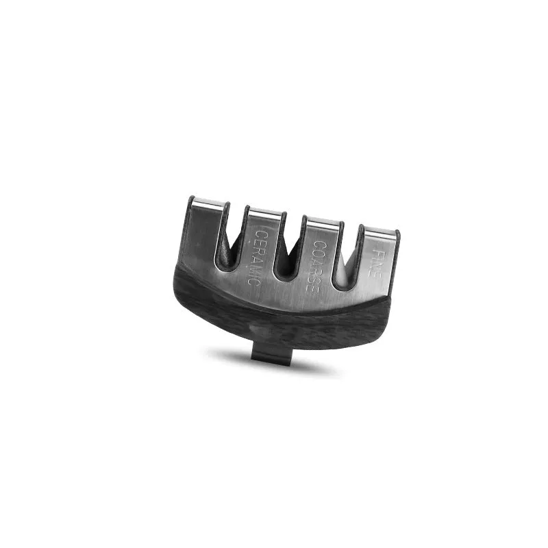 Diamond tungsten steel knife sharpening tool with dismantleable black ABS plastic body.