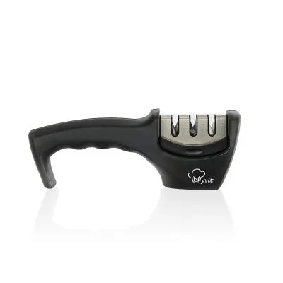 Diamond tungsten steel knife sharpening tool with dismantleable black ABS plastic body.
