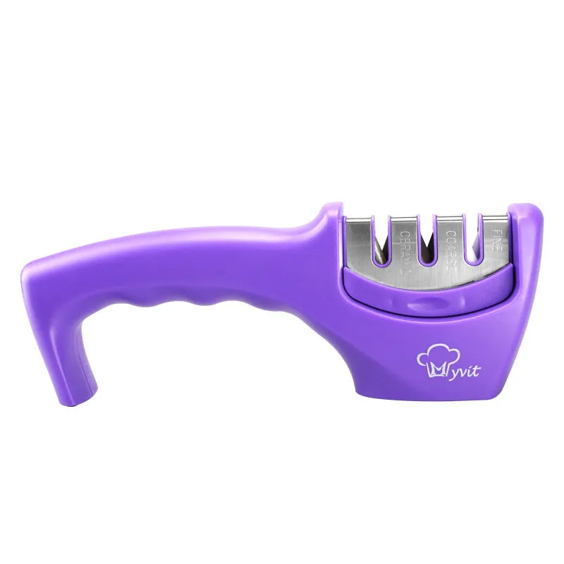 Diamond tungsten steel knife sharpening tool with dismantleable black ABS plastic body.