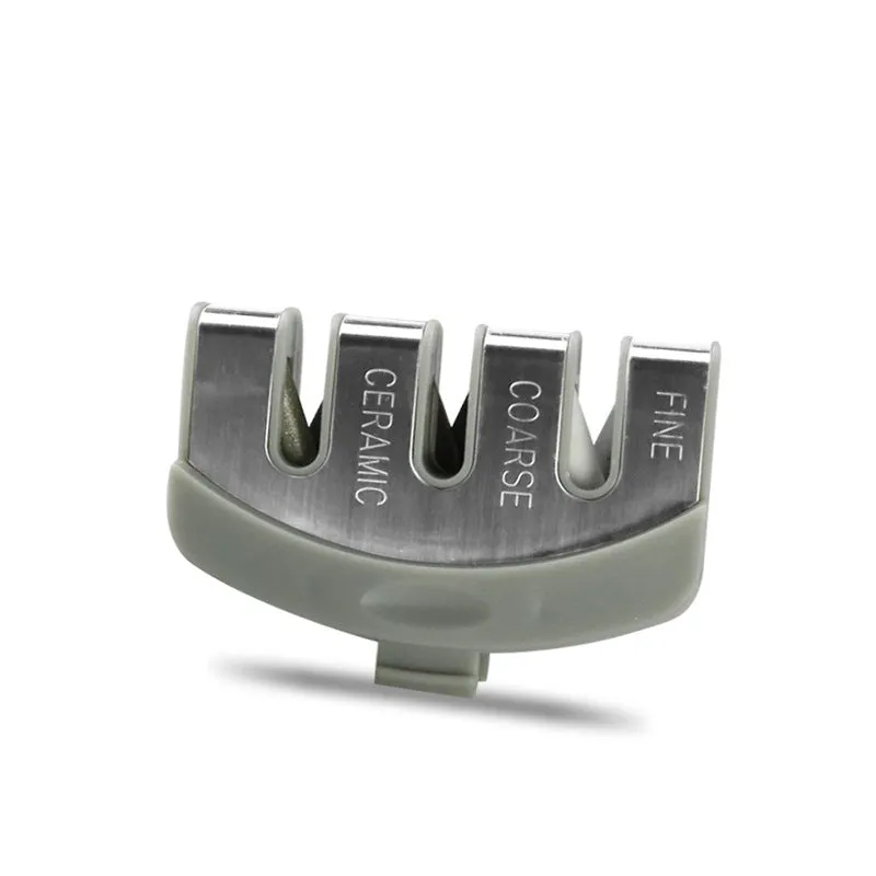 Diamond tungsten steel knife sharpening tool with dismantleable black ABS plastic body.
