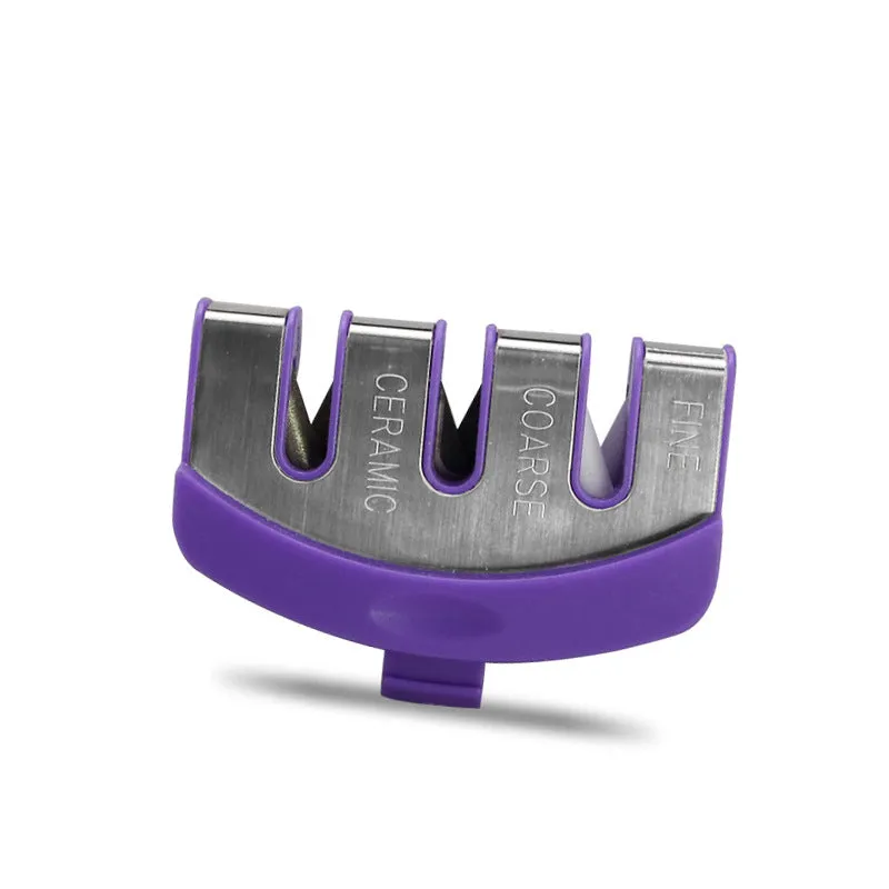 Diamond tungsten steel knife sharpening tool with dismantleable black ABS plastic body.