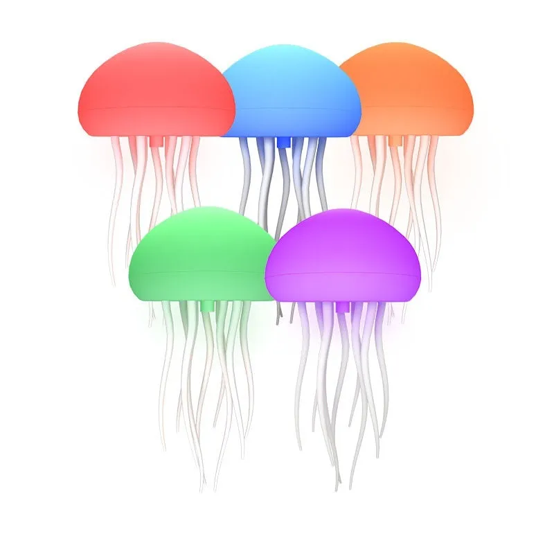 Jellyfish mood lamp with glowing adjustable tentacles and RGB colour-changing effects on a desk