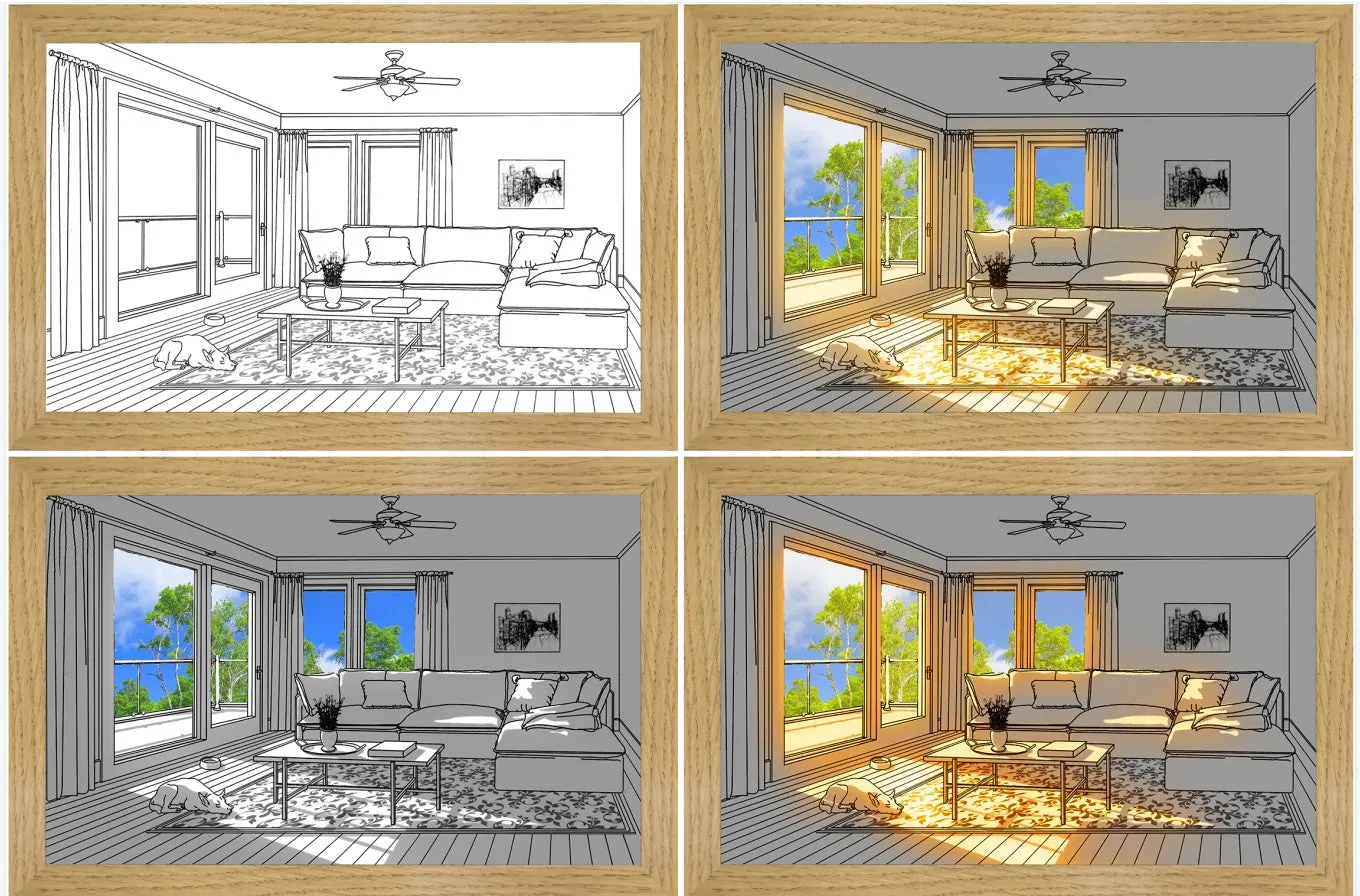 LED illuminated decorative picture showing scenic artwork with adjustable lighting in wooden frame
