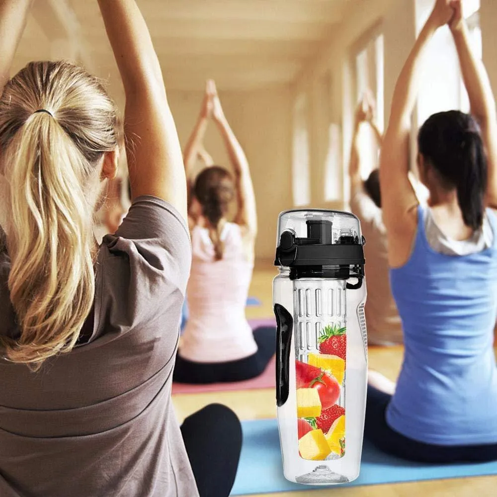 32oz fruit infusing water bottle with fruit infuser insert and leakproof cap