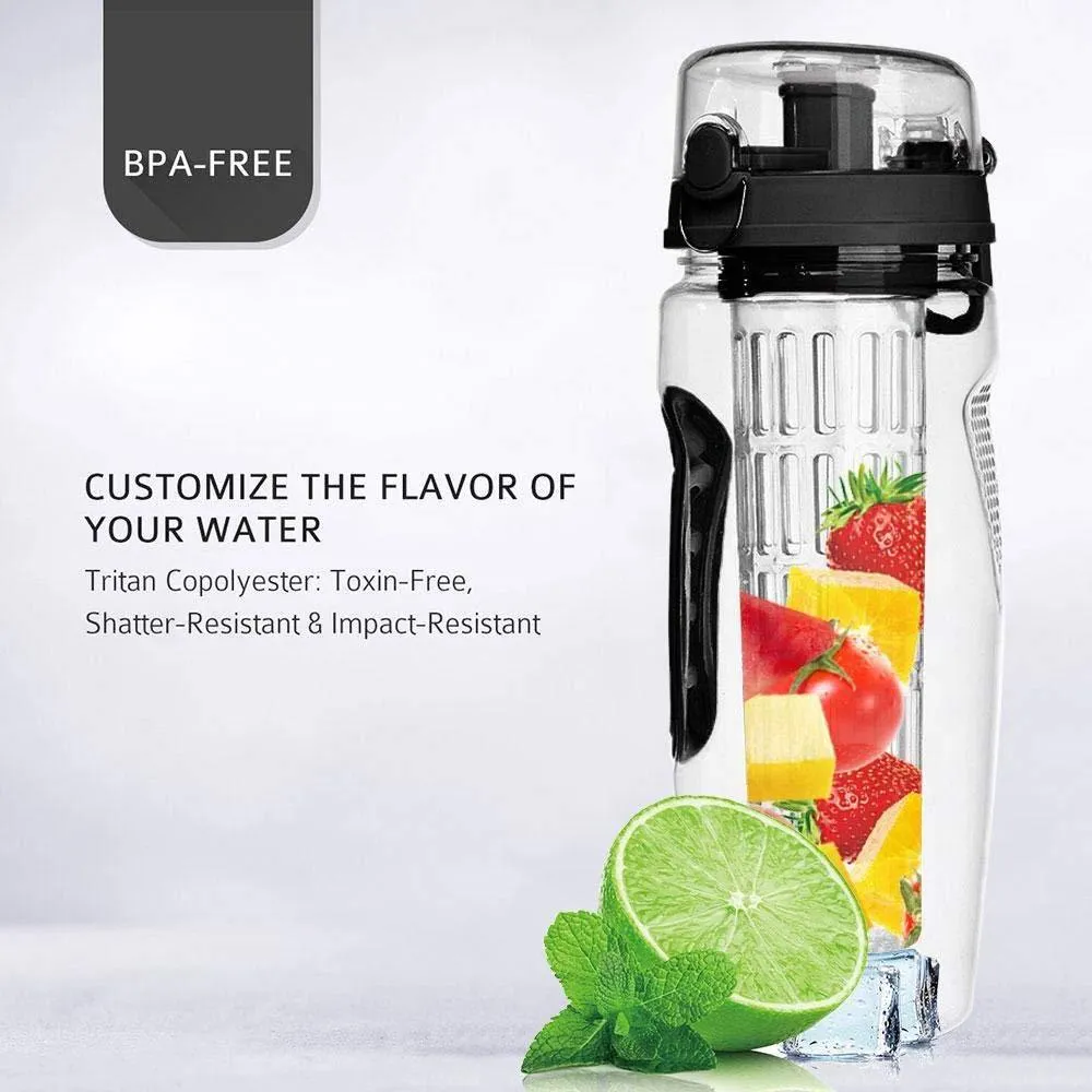 32oz fruit infusing water bottle with fruit infuser insert and leakproof cap
