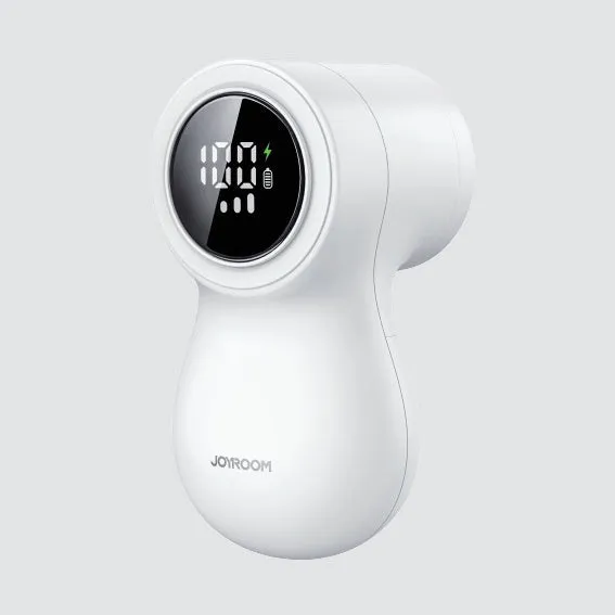 White electric fabric lint remover with LED display and USB charging port