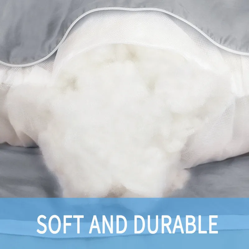 U-shaped pregnancy pillow in light blue with ice silk fabric, showing full 130cm length