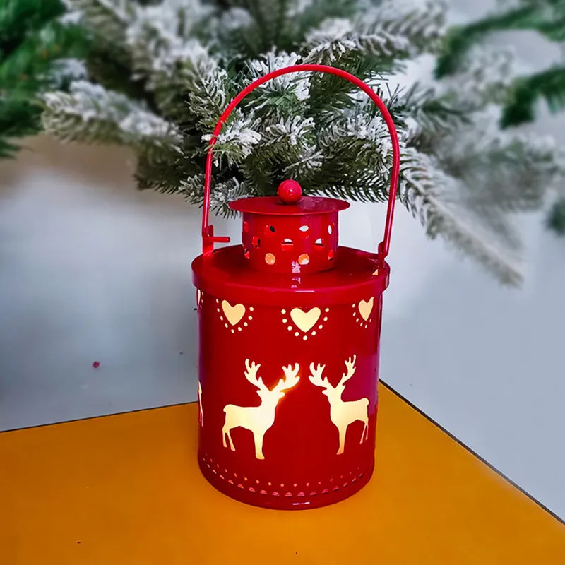 Wrought iron Christmas candle light with LED flickering flame in Nordic style design