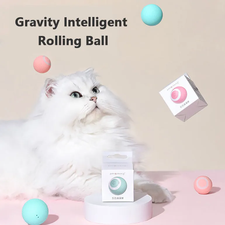 Small green plastic interactive rolling ball toy for cats with intelligent obstacle avoidance technology