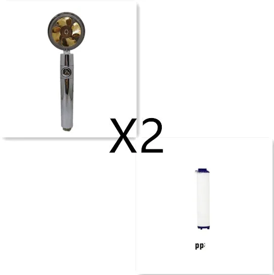 Chrome-finished round water-saving shower head with a built-in turbofan for high pressure spray